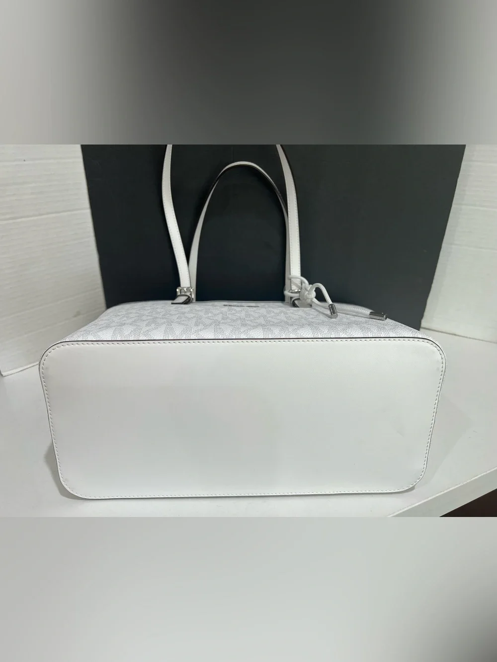 Michael Kors Jet Set Opt/Allum Tote Shoulder Handbag Logo Hang Charm NEW!